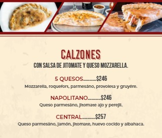 Central De Pizzas México Calzone Menu