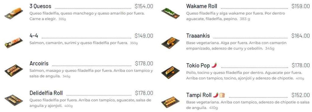 Okuma México Sushis Especiales Menú