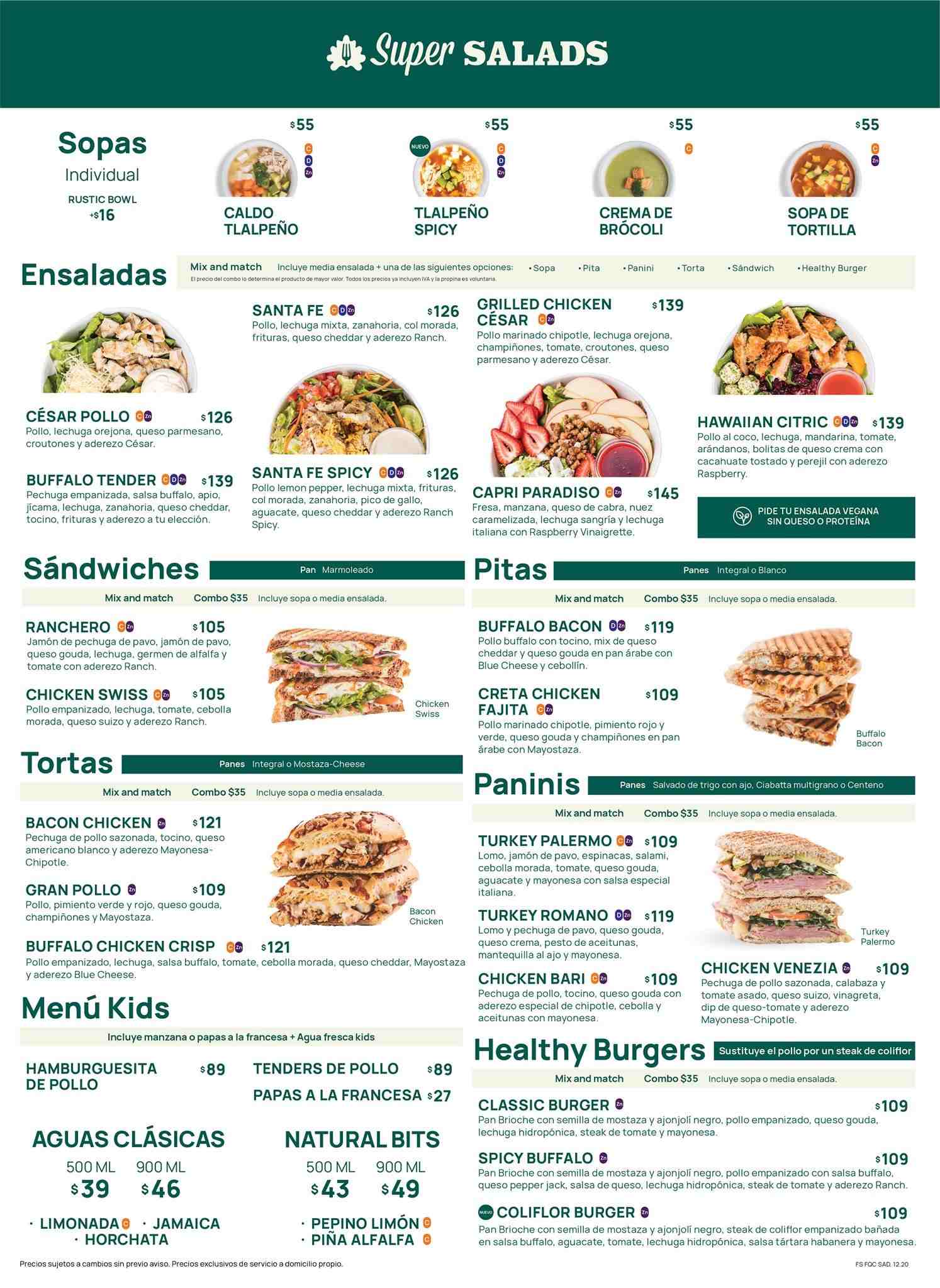 Super Salads Menú Precios México Actualizado (diciembre 2023)