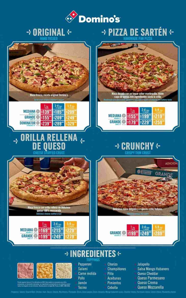 DOMINO'S PIZZA MENÚ PRECIOS MÉXICO ACTUALIZACION (octubre 2024)