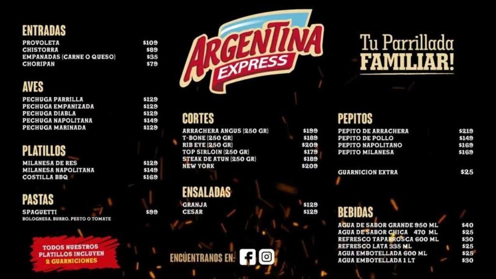 Argentina Express Menú y Precios