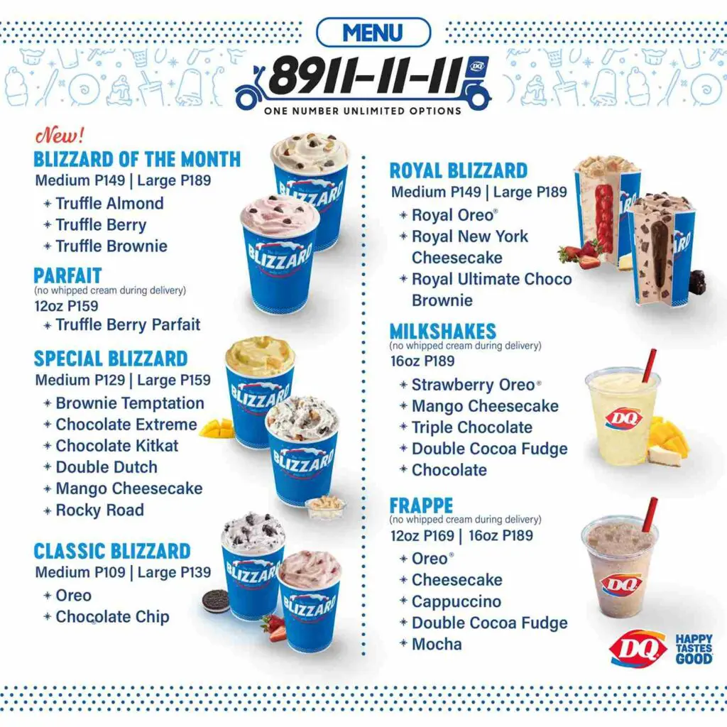 Dairy Queen Menú Precios México Actualizado 2023