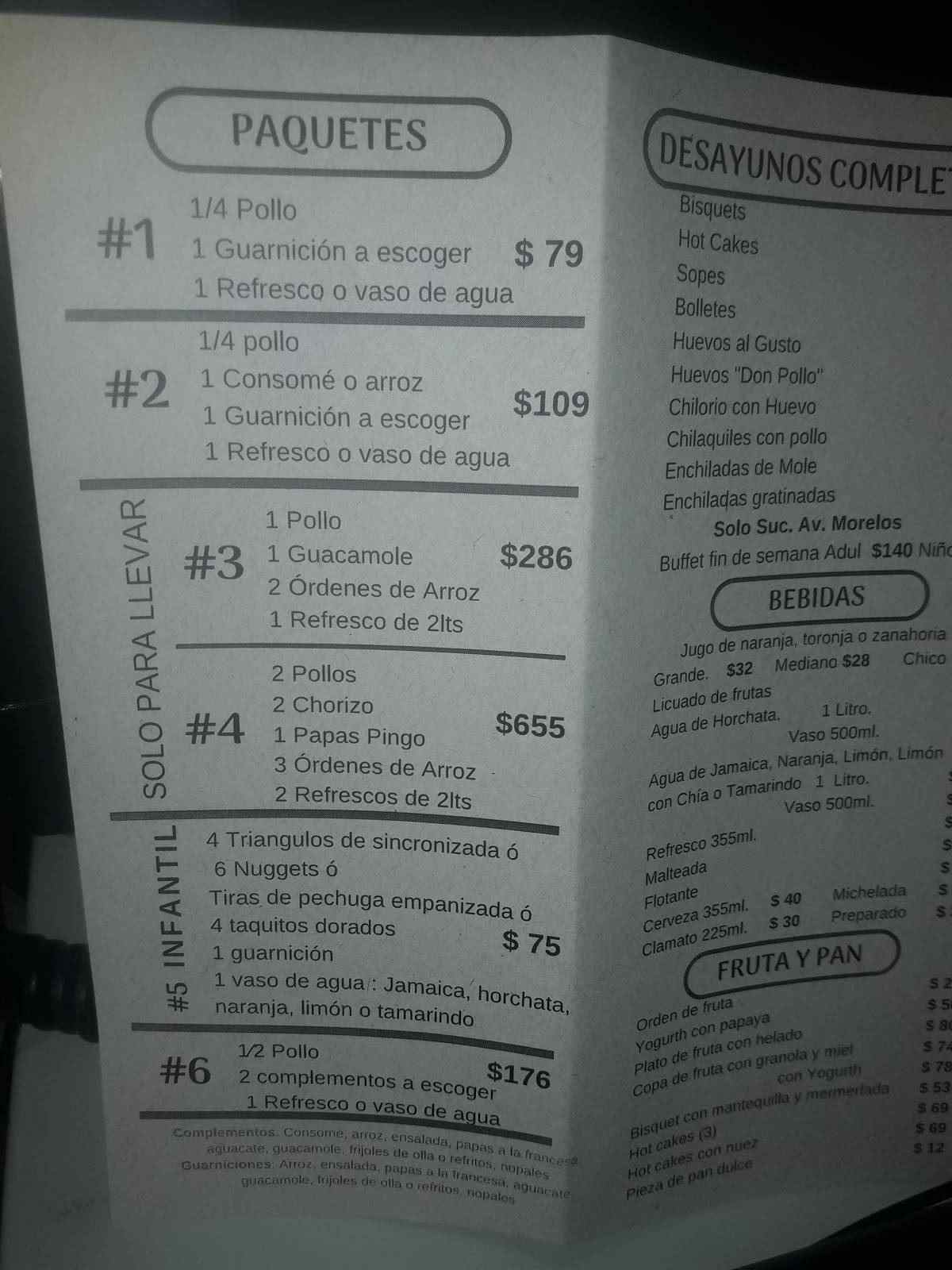 Don Pollo Menu