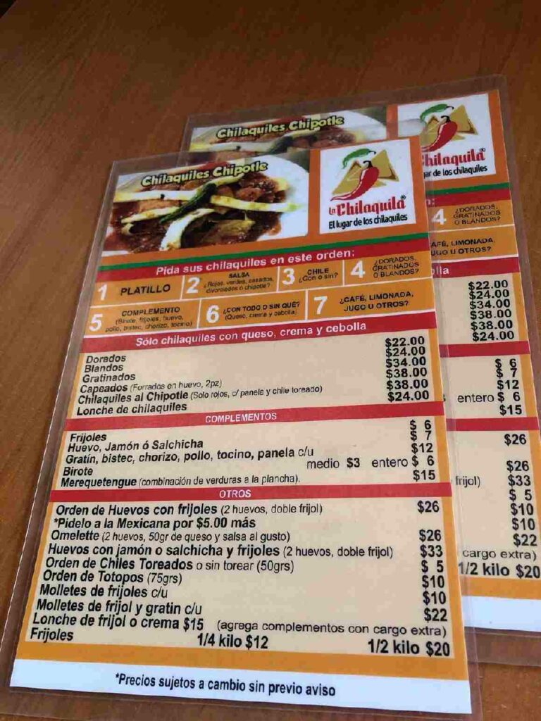 La Chilaquila mexico Menú precios