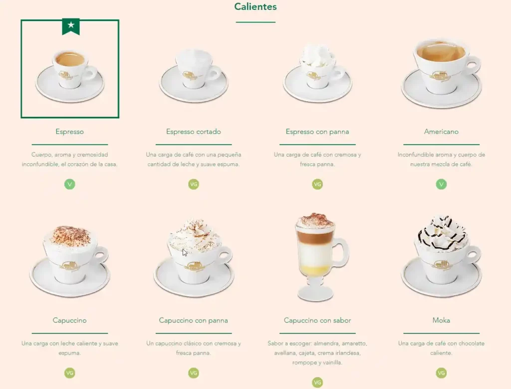 The Italian Coffee Company Bebidas Calientes Menú