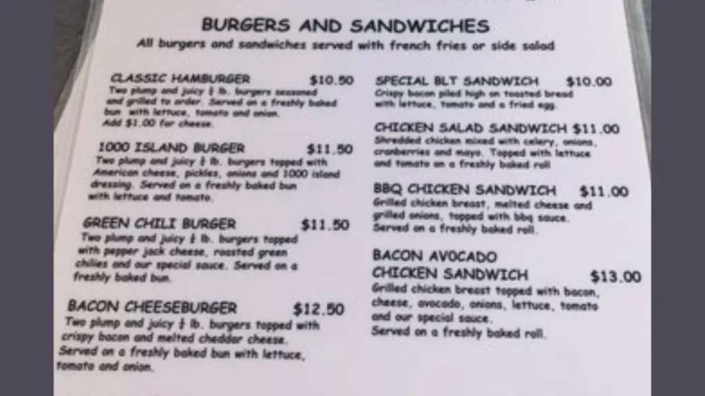 Hamburguesas Wrecked at the Reef Menu