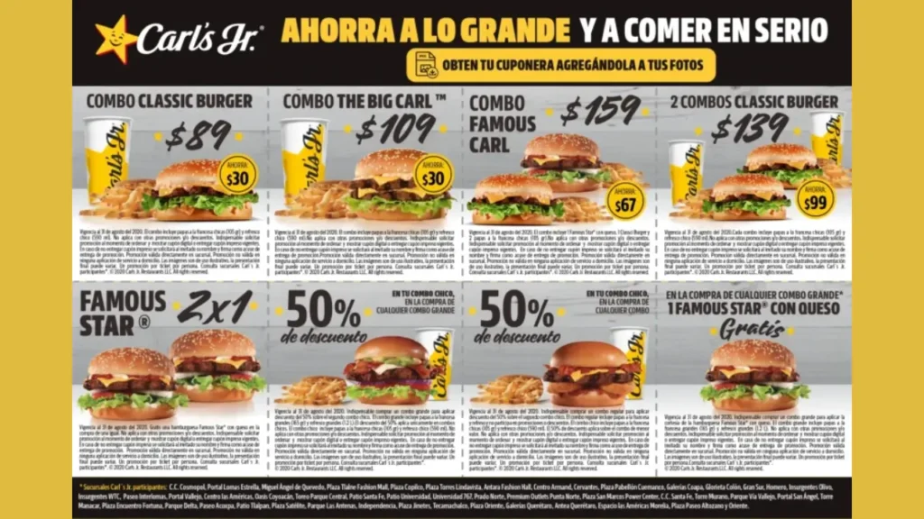 Hamburguesas Carl’s Jr Menú y Precios