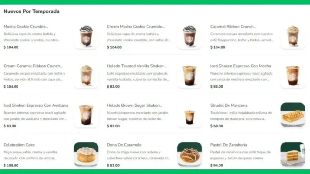 Tés Helados Menu de Starbucks Bebidas Frias