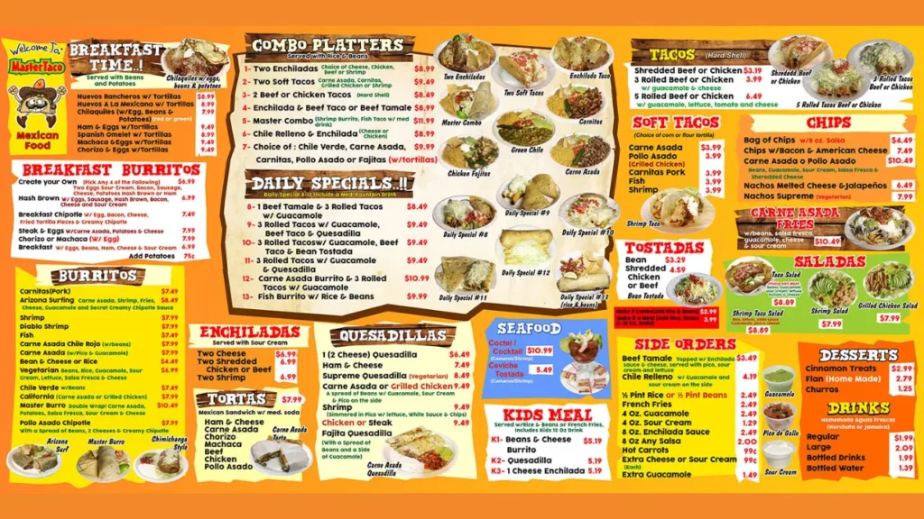 El Desayuno Masters Food Menu
