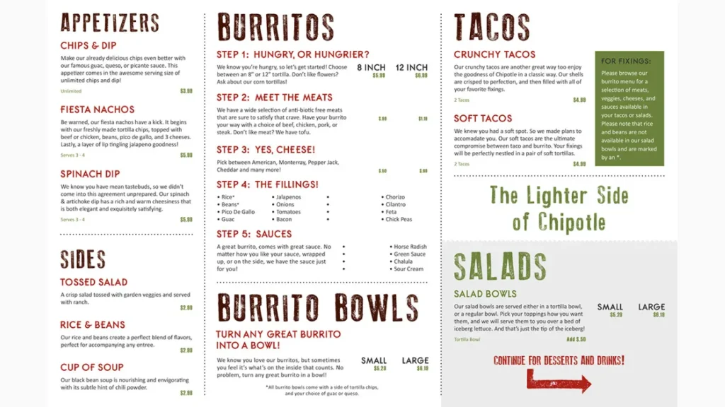 Platillos principales Chipotle Restaurant Menu