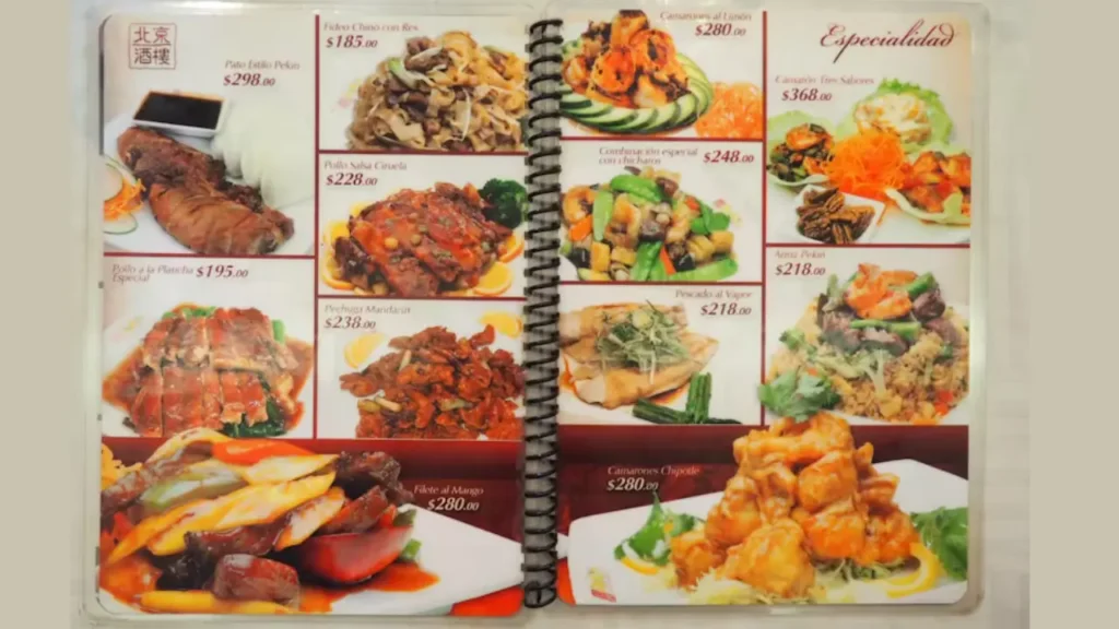 Proteínas, vegetales Chinese Food Menu