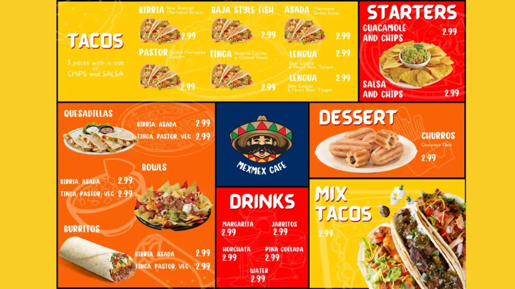 Restaurant Menu Examples