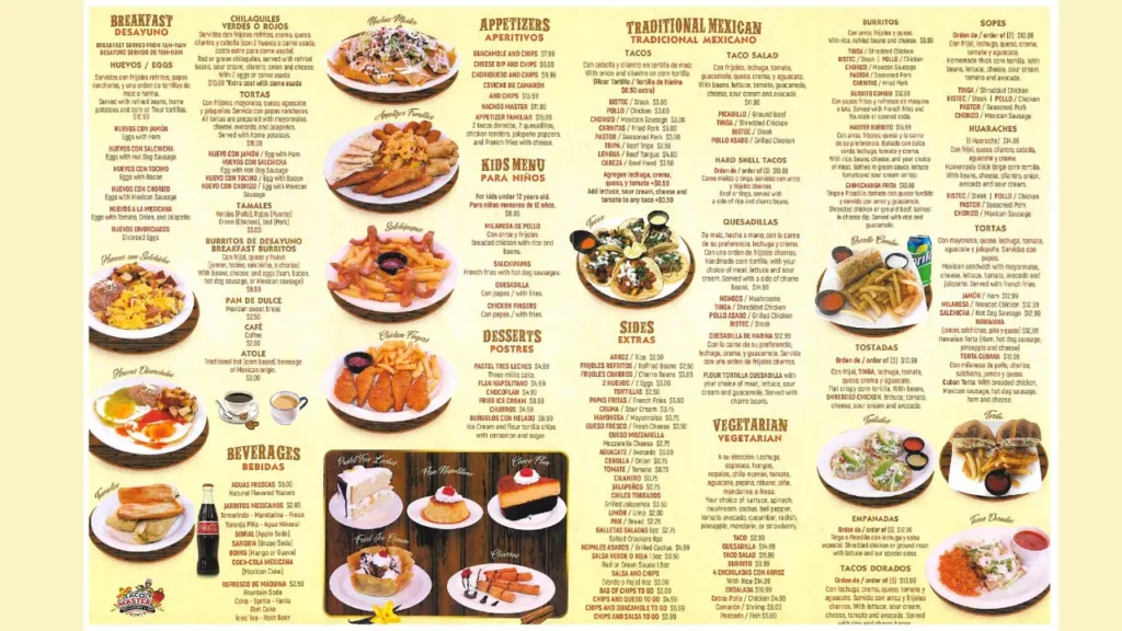 Tacos Masters Food Menu