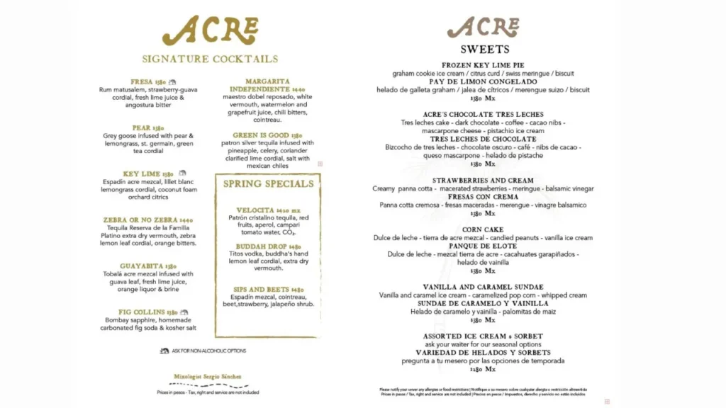 Cócteles Y Bebidas Artesanales Acre Restaurant