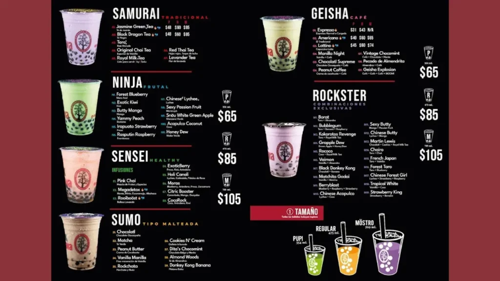 Bebidas populares Cassava Roots Menu