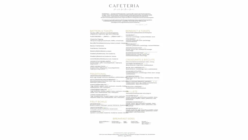 Desayuno Menu Cafeteria
