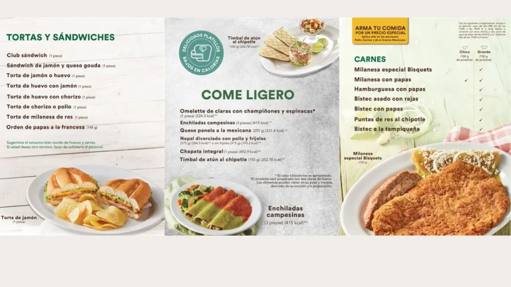 Opciones Ligeras y Saludables Bisquets Obregon Menu