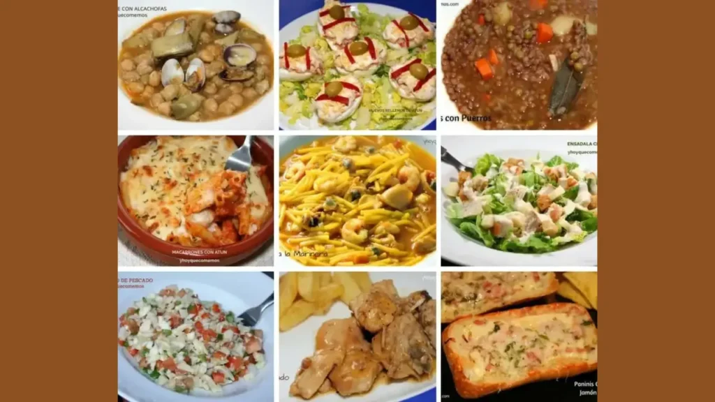 Ejemplo de un Menu para la semana