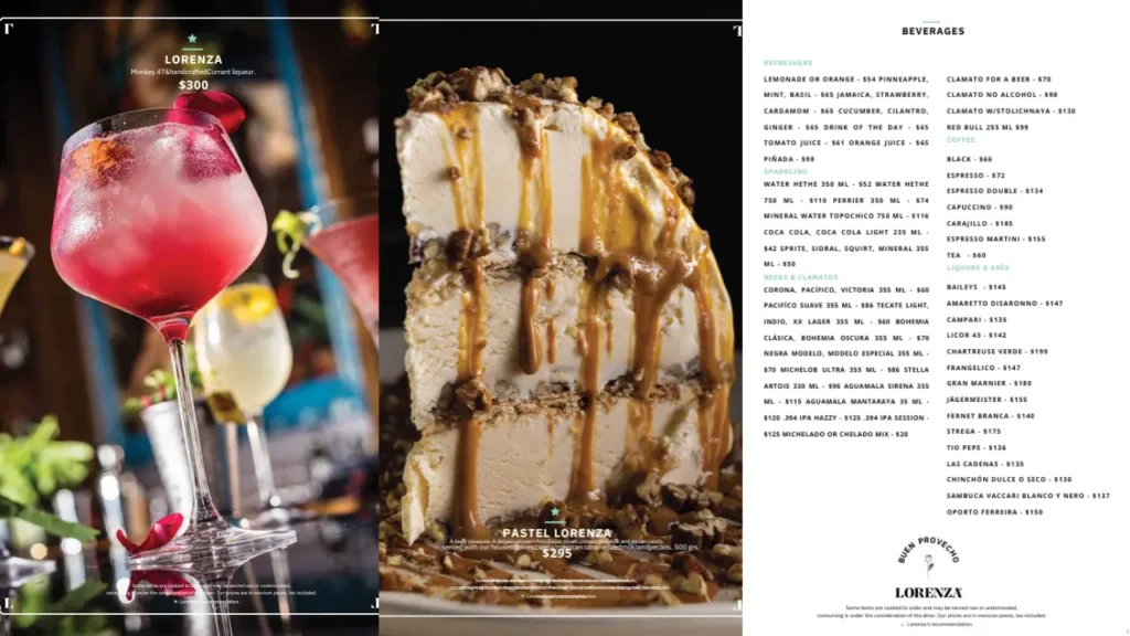 Bebidas Lorenza Restaurant Menu