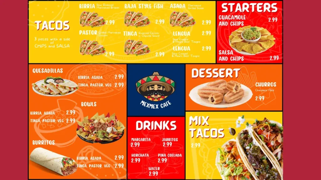 Bebidas Mexican Food Menu
