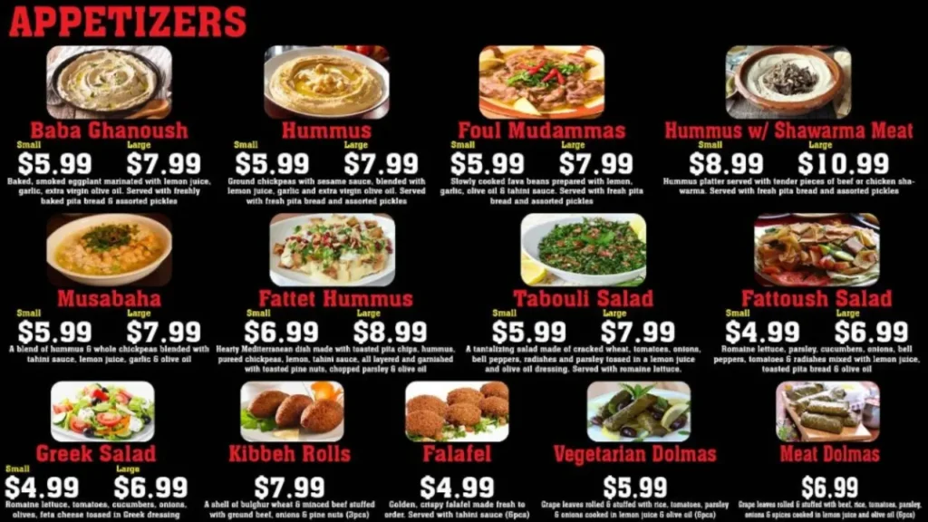 Platos Principales Mediterranean Food Menu