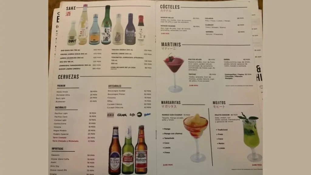 Bebidas Menu Nikkori