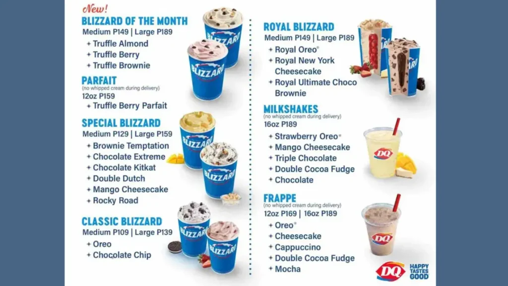 Los Blizzard y Sus Precios Dairy Queen Menú Precios México