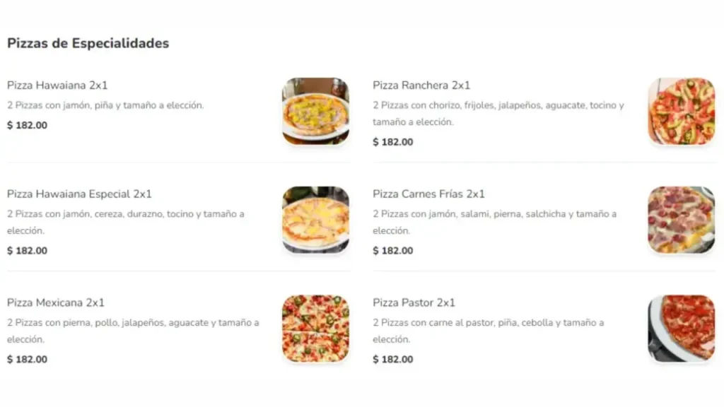 Pizzas Especiales Pizzas Charly Menu